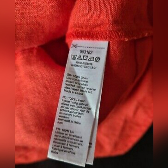 Monsoon red linen pencil dress size 8 sleeveless embroidered 100% linen - Picture 7 of 7